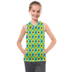 Pattern Tiles Square Design Modern Kids  Sleeveless Hoodie