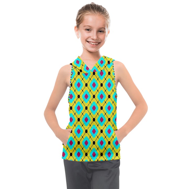 Pattern Tiles Square Design Modern Kids  Sleeveless Hoodie