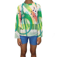 Music Piano Treble Clef Clef Kids  Long Sleeve Swimwear