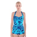 Social Media Smartphone Monitor Boyleg Halter Swimsuit  View1