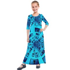 Social Media Smartphone Monitor Kids  Quarter Sleeve Maxi Dress by Vaneshart