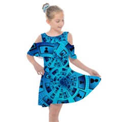 Social Media Smartphone Monitor Kids  Shoulder Cutout Chiffon Dress by Vaneshart