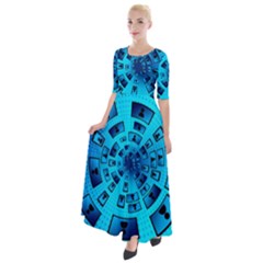 Social Media Smartphone Monitor Half Sleeves Maxi Dress by Vaneshart