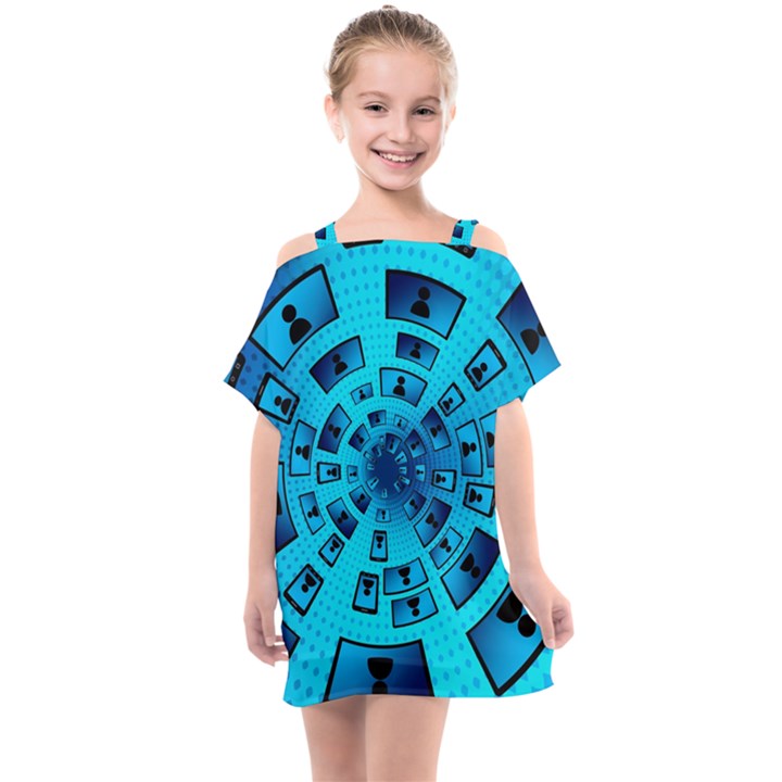 Social Media Smartphone Monitor Kids  One Piece Chiffon Dress