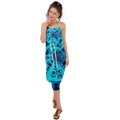 Social Media Smartphone Monitor Waist Tie Cover Up Chiffon Dress