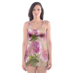 Nature Landscape Flowers Peonie Skater Dress Swimsuit by Vaneshart