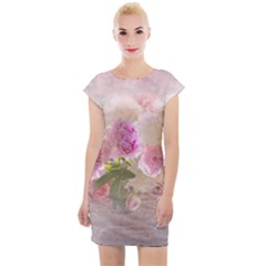 Nature Landscape Flowers Peonie Cap Sleeve Bodycon Dress by Vaneshart