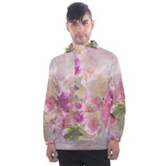 Nature Landscape Flowers Peonie Men s Front Pocket Pullover Windbreaker by Vaneshart