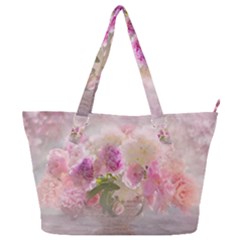 Nature Landscape Flowers Peonie Full Print Shoulder Bag by Vaneshart