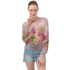 Nature Landscape Flowers Peonie Banded Bottom Chiffon Top by Vaneshart