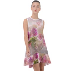 Nature Landscape Flowers Peonie Frill Swing Dress