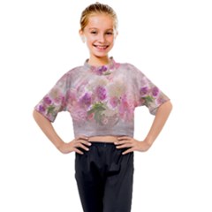 Nature Landscape Flowers Peonie Kids Mock Neck Tee