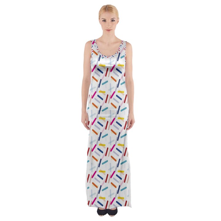 Sprinkles Flat Design Patter Food Thigh Split Maxi Dress