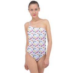 Sprinkles Flat Design Patter Food Classic One Shoulder Swimsuit by Vaneshart