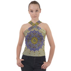 Image Star Pattern Mosque Tashkent Cross Neck Velour Top by Vaneshart