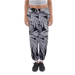 Fern Leaves Foliage Black And White Women s Jogger Sweatpants by Vaneshart