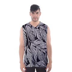 Fern Leaves Foliage Black And White Men s Basketball Tank Top by Vaneshart