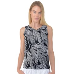 Fern Leaves Foliage Black And White Women s Basketball Tank Top by Vaneshart