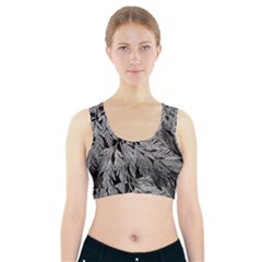 Fern Leaves Foliage Black And White Sports Bra With Pocket by Vaneshart