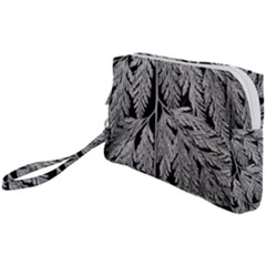 Fern Leaves Foliage Black And White Wristlet Pouch Bag (small) by Vaneshart