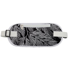 Fern Leaves Foliage Black And White Rounded Waist Pouch