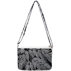 Fern Leaves Foliage Black And White Double Gusset Crossbody Bag