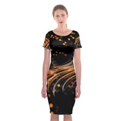 Abstract Background Particles Wave Classic Short Sleeve Midi Dress by Vaneshart