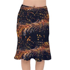 Abstract Background Particles Wave Short Mermaid Skirt