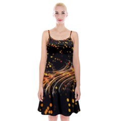 Abstract Background Particles Wave Spaghetti Strap Velvet Dress