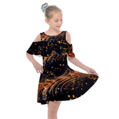 Abstract Background Particles Wave Kids  Shoulder Cutout Chiffon Dress by Vaneshart