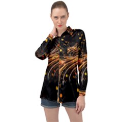 Abstract Background Particles Wave Long Sleeve Satin Shirt