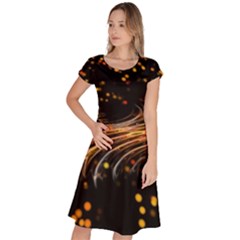 Abstract Background Particles Wave Classic Short Sleeve Dress