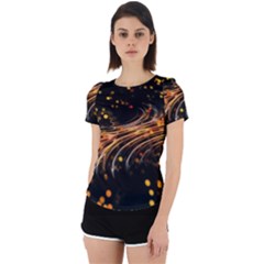 Abstract Background Particles Wave Back Cut Out Sport Tee