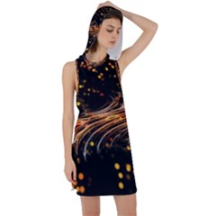 Abstract Background Particles Wave Racer Back Hoodie Dress by Vaneshart