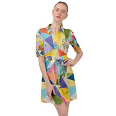 Abstract Background Colorful Belted Shirt Dress by Vaneshart