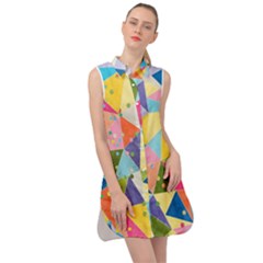 Abstract Background Colorful Sleeveless Shirt Dress by Vaneshart