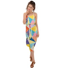 Abstract Background Colorful Waist Tie Cover Up Chiffon Dress