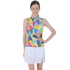 Abstract Background Colorful Women s Sleeveless Polo Tee