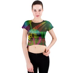 Music Piano Treble Clef Clef Crew Neck Crop Top by Vaneshart