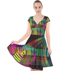 Music Piano Treble Clef Clef Cap Sleeve Front Wrap Midi Dress by Vaneshart