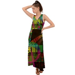 Music Piano Treble Clef Clef V-neck Chiffon Maxi Dress