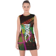 Music Piano Treble Clef Clef Lace Up Front Bodycon Dress