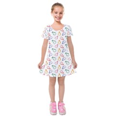 Linux Kernel Penguin Pattern Logo Kids  Short Sleeve Velvet Dress by Vaneshart