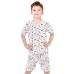 Linux Kernel Penguin Pattern Logo Kids  Tee And Shorts Set by Vaneshart