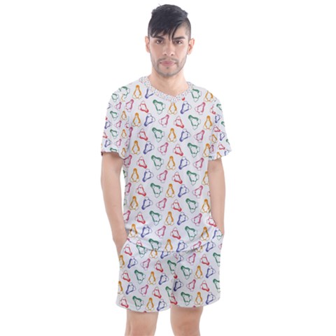 Linux Kernel Penguin Pattern Logo Men s Mesh Tee And Shorts Set by Vaneshart