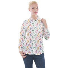 Linux Kernel Penguin Pattern Logo Women s Long Sleeve Pocket Shirt