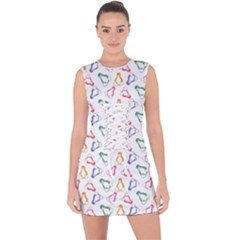 Linux Kernel Penguin Pattern Logo Lace Up Front Bodycon Dress