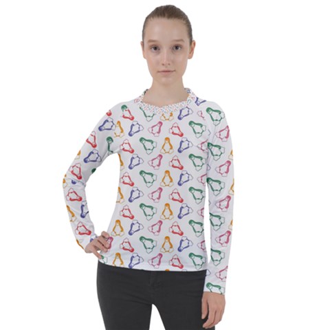 Linux Kernel Penguin Pattern Logo Women s Pique Long Sleeve Tee by Vaneshart