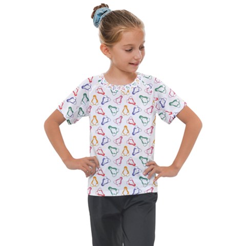 Linux Kernel Penguin Pattern Logo Kids  Mesh Piece Tee by Vaneshart