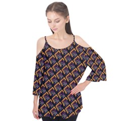 Abstract Orange Geometric Pattern Flutter Tees